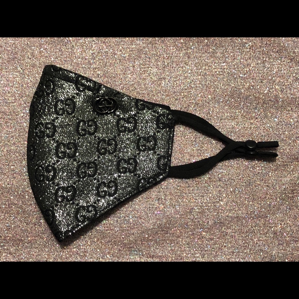 Sparkly gray black designer face mask